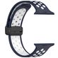 Mobigear Sport Plus Mag Siliconen Apple Watch Bandje Magneetsluiting - 42/41/40/38 mm - Wit / Marineblauw