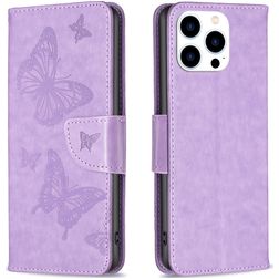 Mobigear Butterfly iPhone 16 Pro Hoesje Bookcase Portemonnee - Paars