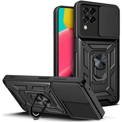 Mobigear Armor Ring Cam Slide Samsung Galaxy M53 Hoesje Hardcase Backcover Shockproof met Ringhouder - Zwart