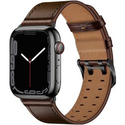 Mobigear Milano Leren Apple Watch Bandje Gespsluiting - 49/46/45/44 mm - Bruin