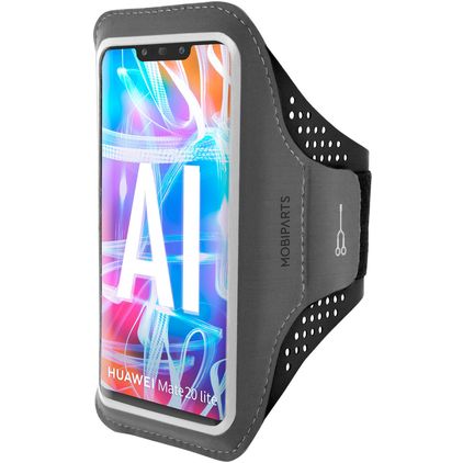 Mobiparts Comfort Fit Telefoonhouder Hardlopen Huawei Mate 20 Lite Sport Hoesje Neopreen Sportarmband - Zwart