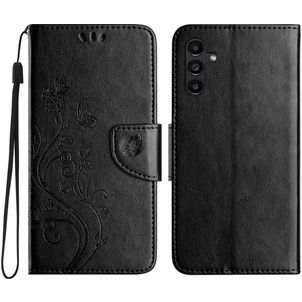 Mobigear Flowers Samsung Galaxy A56 Hoesje Bookcase Portemonnee - Zwart