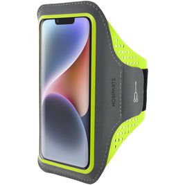 Mobiparts Comfort Fit Telefoonhouder Hardlopen iPhone 14 Sport Hoesje Neopreen Sportarmband - Neon Green
