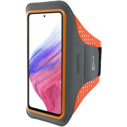 Mobiparts Comfort Fit Telefoonhouder Hardlopen Samsung Galaxy A53 Sport Hoesje Neopreen Sportarmband - Neon Orange