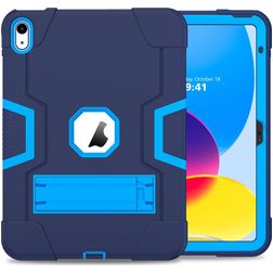 Mobigear ShieldStand iPad 10 (2022) Hoes Hard Kunststof,Siliconen Backcover + Standaard - Blauw / Marineblauw