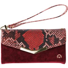 Mobilize Gelly Velvet iPhone 12 Hoesje Uitneembare 2in1 Clutch - Red Snake
