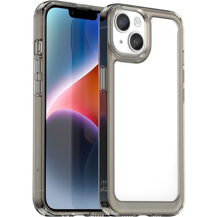 Mobigear Crystal iPhone 15 Hoesje Hardcase Backcover - Transparant / Grijs