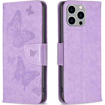 Mobigear Butterfly iPhone 15 Pro Max Hoesje Bookcase Portemonnee - Paars