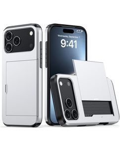 Mobigear Card iPhone 18 Pro Hoesje Hardcase Backcover Shockproof met Pasjeshouder - Zilver