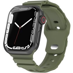 Mobigear Sport Armor Siliconen Apple Watch Bandje Druksluiting - 42/41/40/38 mm - Olive