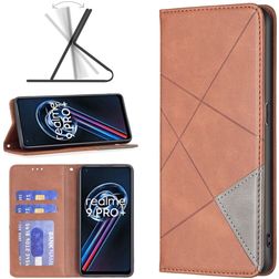 Mobigear Rhombus Slim Realme 9 Pro Plus Hoesje Bookcase - Bruin