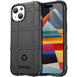 Mobigear Rugged Shield iPhone 15 Hoesje Flexibel TPU Backcover Shockproof - Zwart