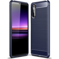 Mobigear Brushed Slim Sony Xperia 10 II Hoesje Flexibel TPU Backcover - Blauw