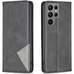 Mobigear Rhombus Slim Samsung Galaxy S23 Ultra Hoesje Bookcase - Zwart