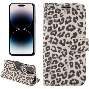 Mobigear Leopard iPhone 14 Pro Max Hoesje Bookcase Portemonnee - Bruin
