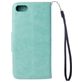 Mobigear Flowers iPhone SE (2020) Hoesje Bookcase Portemonnee - Turquoise