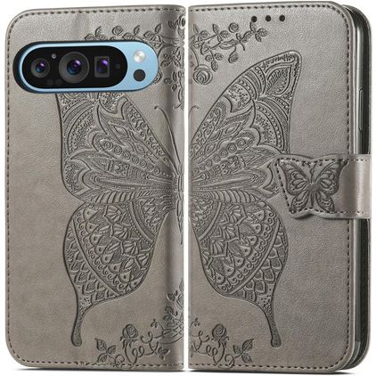 Mobigear Butterfly Google Pixel 10 Pro Hoesje Bookcase Portemonnee - Grijs