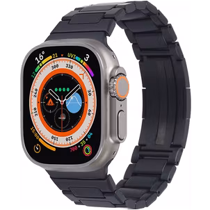 Mobigear Berlin Stalen Apple Watch Bandje Vouwsluiting - 42/41/40/38 mm - Zwart