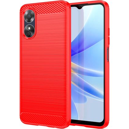 Mobigear Brushed Slim OPPO A17 Hoesje Flexibel TPU Backcover - Rood