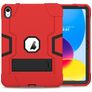 Mobigear ShieldStand iPad 11 (2025) Hoes Hard Kunststof,Siliconen Backcover + Standaard - Zwart / Rood