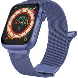 Mobigear Luxury Loop Milanese Apple Watch Bandje Magneetsluiting - 49/46/45/44 mm - Blauw