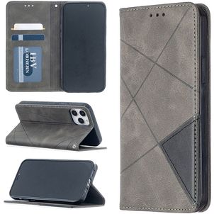 Mobigear Rhombus Slim iPhone 12 Hoesje Bookcase - Grijs