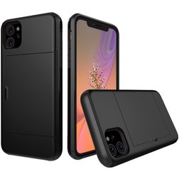 Mobigear Card iPhone 11 Hoesje Hardcase Backcover Shockproof met Pasjeshouder - Zwart