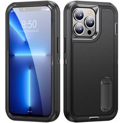 Mobigear Rugged Stand iPhone 14 Hoesje Hardcase Backcover Shockproof met Standaard - Zwart