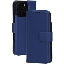Mobiparts Wallet iPhone 16 Pro MagSafe Hoesje Echt Leer Bookcase Portemonnee - Blauw