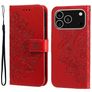 Mobigear Flowers iPhone 17 Pro Hoesje Bookcase Portemonnee - Rood