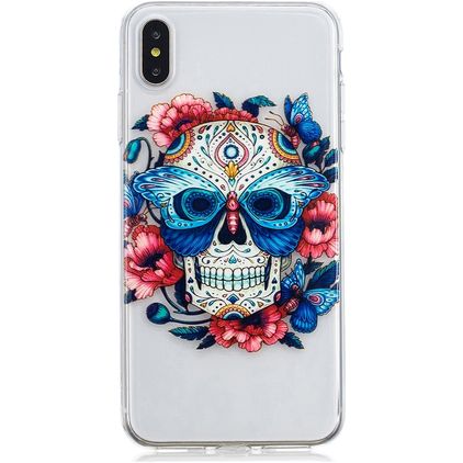 Mobigear Design iPhone XS Max Hoesje Flexibel TPU Backcover - Skull