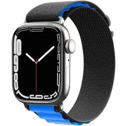 Mobigear Alpine Nylon Apple Watch Bandje Gespsluiting - 42/41/40/38 mm - Zwart / Blauw