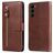 Mobigear Zipper Samsung Galaxy S23 Hoesje Bookcase Portemonnee - Bruin
