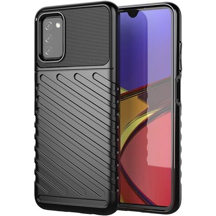 Mobigear Groove Samsung Galaxy A03s Hoesje Flexibel TPU Backcover - Zwart