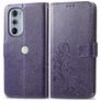 Mobigear Clover Motorola Edge 30 Pro Hoesje Bookcase Portemonnee - Paars