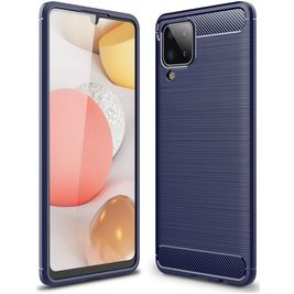 Mobigear Brushed Slim Samsung Galaxy A12 Hoesje Flexibel TPU Backcover - Blauw