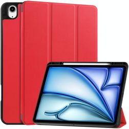 Mobigear Tri-Fold iPad Air 13 Inch (2024) Hoes Bookcase + Stylus Houder - Rood