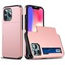 Mobigear Card iPhone 13 Hoesje Hardcase Backcover Shockproof met Pasjeshouder - Roségoud