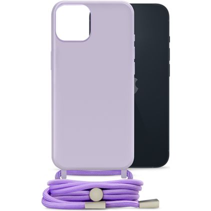 Mobilize Lanyard Gelly iPhone 14 Flexibel TPU Hoesje met koord - Pastel Purple