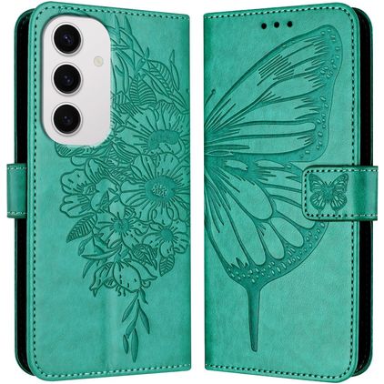 Mobigear Butterfly Samsung Galaxy S24 FE Hoesje Bookcase Portemonnee - Groen