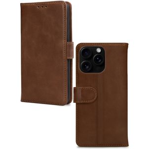 Mobilize Wallet iPhone 16 Pro Hoesje Echt Leer Bookcase Portemonnee - Bruin