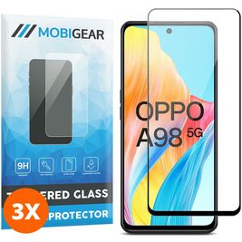 Mobigear Premium OPPO A98 Glazen Screenprotector - Case Friendly - Zwart (3-Pack)