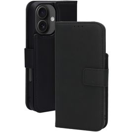 Mobiparts iPhone 16 MagSafe Hoesje Echt Leer Uitneembare 2in1 Bookcase Portemonnee - Zwart
