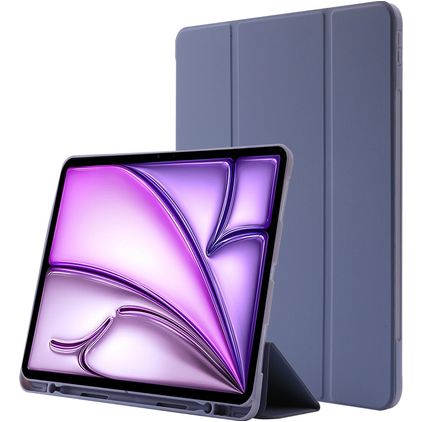 Mobigear Tri-Fold Gel iPad Air 13 Inch (2024) Hoes TPU,Kunstleer Bookcase + Stylus Houder - Paars