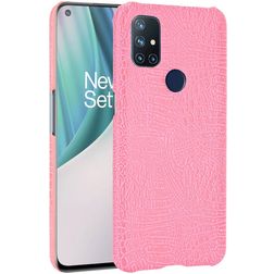 Mobigear Croco OnePlus Nord N10 5G Hoesje Hardcase Backcover - Roze