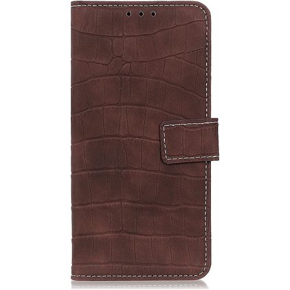 Mobigear Croco LG K50s Hoesje Bookcase Portemonnee - Bruin