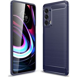 Mobigear Brushed Slim Motorola Edge (2021) Hoesje Flexibel TPU Backcover - Marineblauw