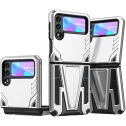 Mobigear Armor Stand Samsung Galaxy Z Flip 3 Hoesje Hardcase Backcover Shockproof met Standaard - Zilver
