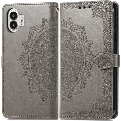 Mobigear Mandala Nothing Phone (2) Hoesje Bookcase Portemonnee - Grijs