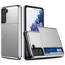 Mobigear Card Samsung Galaxy S21 Hoesje Hardcase Backcover Shockproof met Pasjeshouder - Zilver